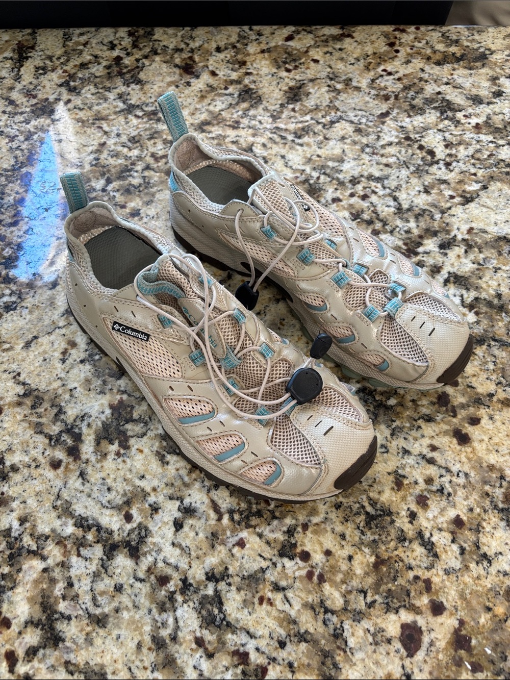 Columbia Women's Beige with Aqua Outdoor Sandal-Sneakers